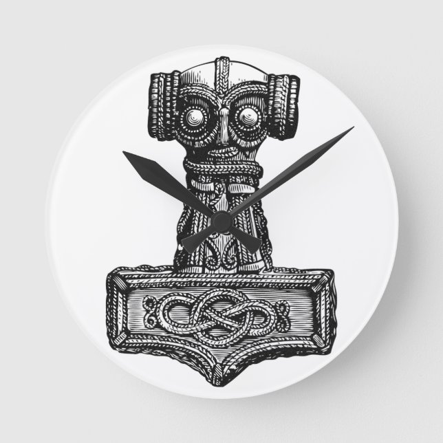 Mjolnir: Thor's Hammer Round Clock (Front)