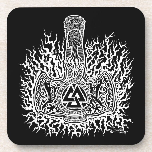 Mjolnir-Valknut Coaster Set of 6 (Front)
