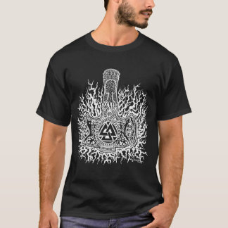 Mjolnir-Valknut White Ink T-Shirt