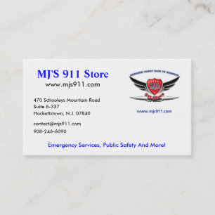 MJ'S 911 Store Business Card