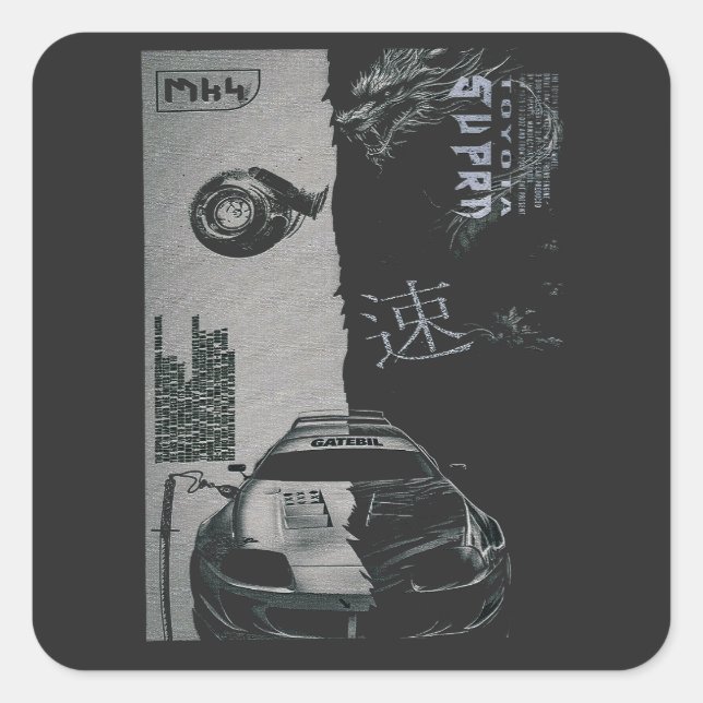 MK4 Car Tuning Japan  Square Sticker (Front)