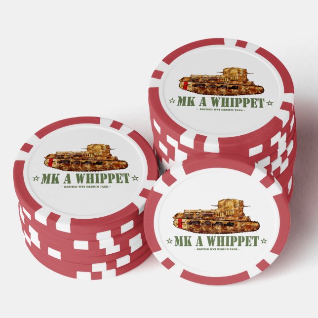 MK A Whippet World War One British Medium Tank WWI Poker Chips (Stack)