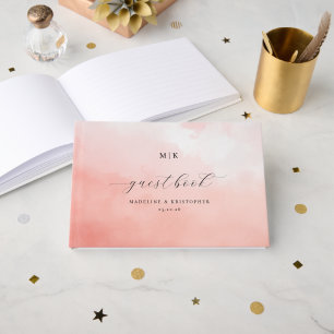 "MK" Romantic Pink Gradient Guest Book