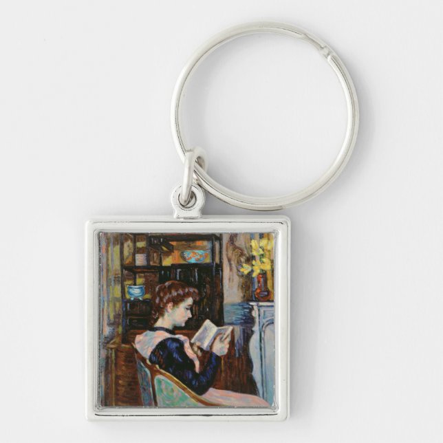 Mlle. Guillaumin reading, 1907 Key Ring (Front)