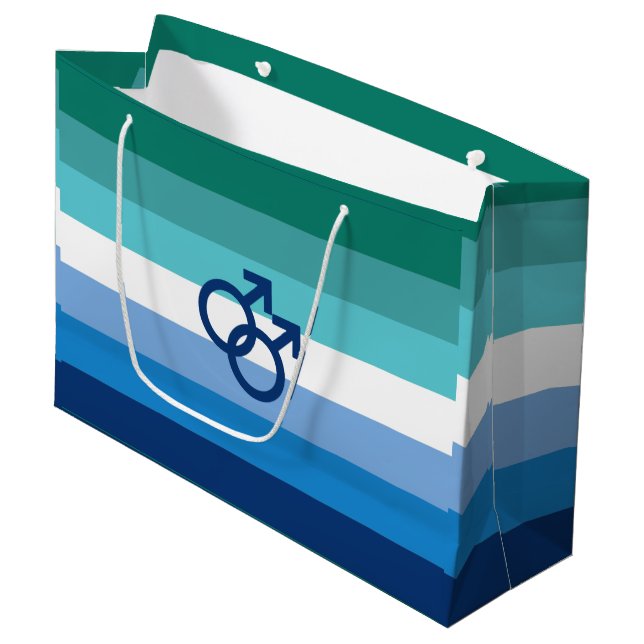 MLM Gay Male Pride Flag Large Gift Bag (Front Angled)