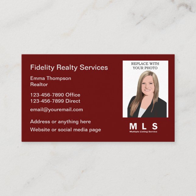 MLS Realtor Photo Template Business Cards (Front)