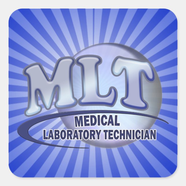 MLT FunBlue LOGO - MEDICAL LABORATORY TECHNICIAN Square Sticker (Front)