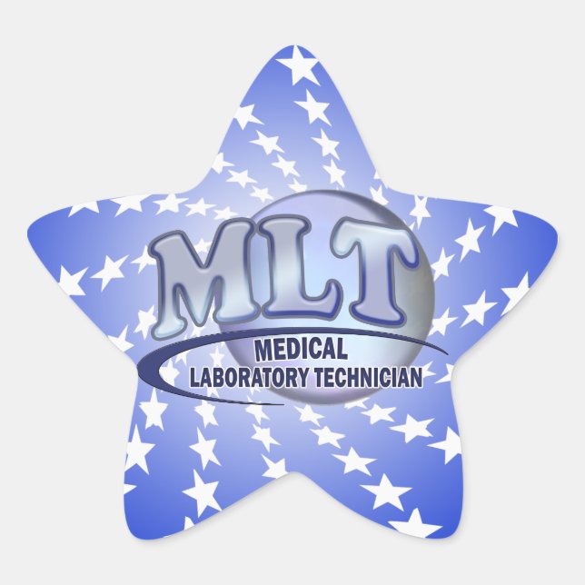 MLT FunBlue LOGO - MEDICAL LABORATORY TECHNICIAN Star Sticker (Front)