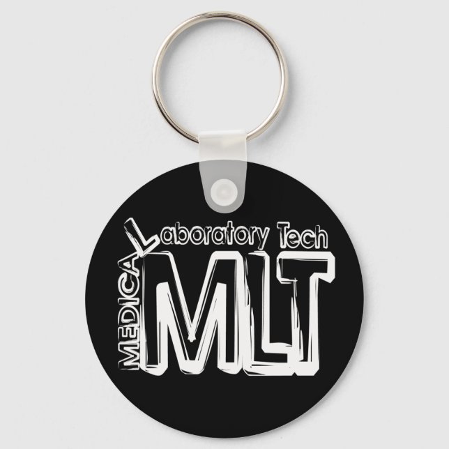 MLT GRUNGE TEXT MEDICAL LABORATORY TECHNICIAN KEY RING (Front)