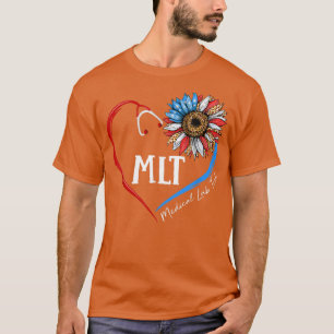 MLT Medical Lab Tech USA Sunflower Stethoscope Hea T-Shirt