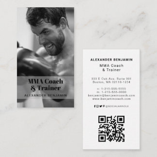 MMA Coach & Trainer Photo QR Code Business Card