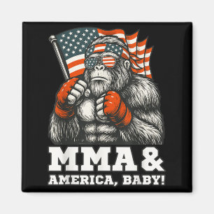 MMA Fighter Bigfoot USA Patriotic American Flag Magnet