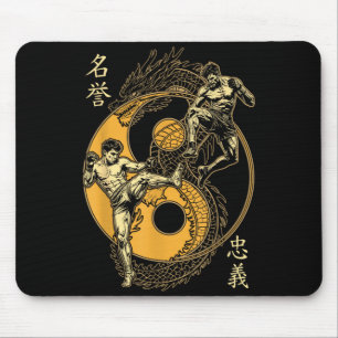 MMA Fighter Dragon Yin Yang Knee Kick Mixed Mouse Pad