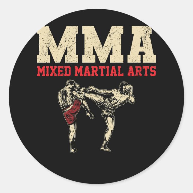 Mma Kickboxing Fighter Mixed Martial Art Fighting  Classic Round Sticker (Front)