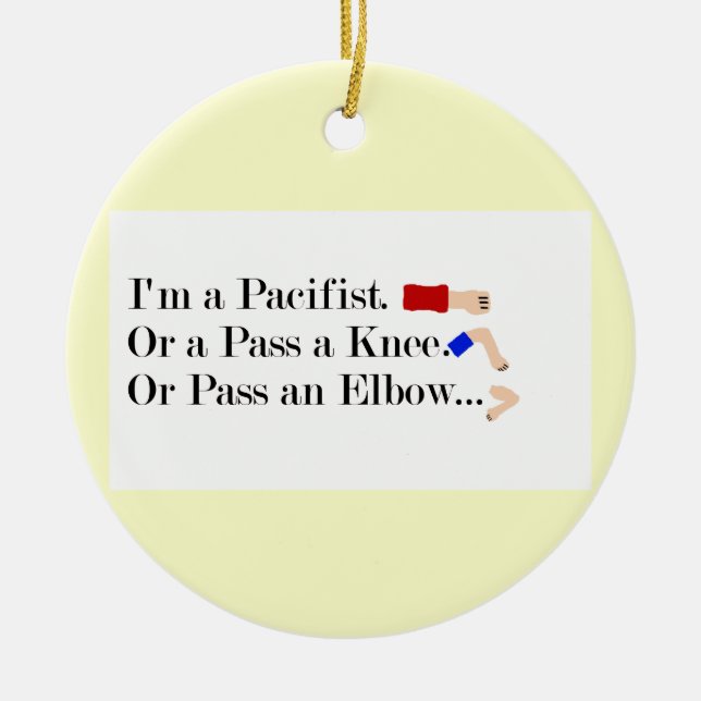 MMA Pacifist Humour Design Ceramic Tree Decoration (Front)