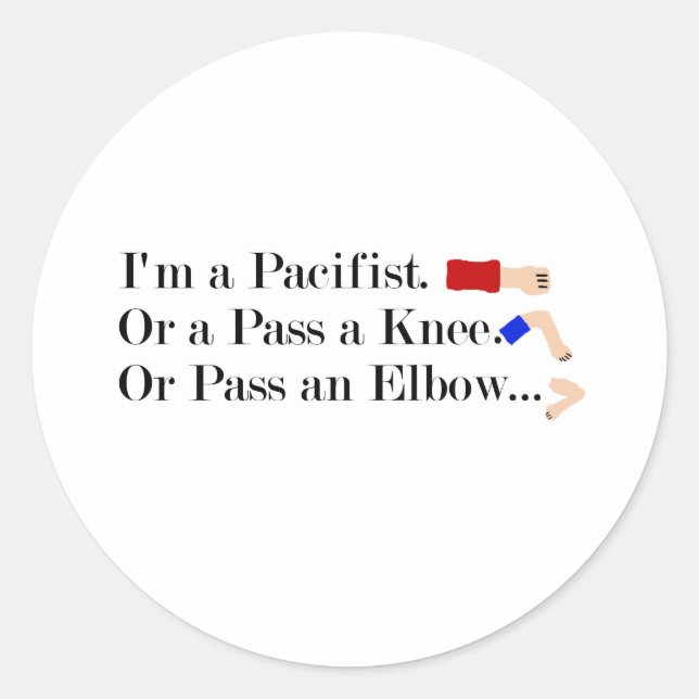 MMA Pacifist Humour Design Classic Round Sticker (Front)