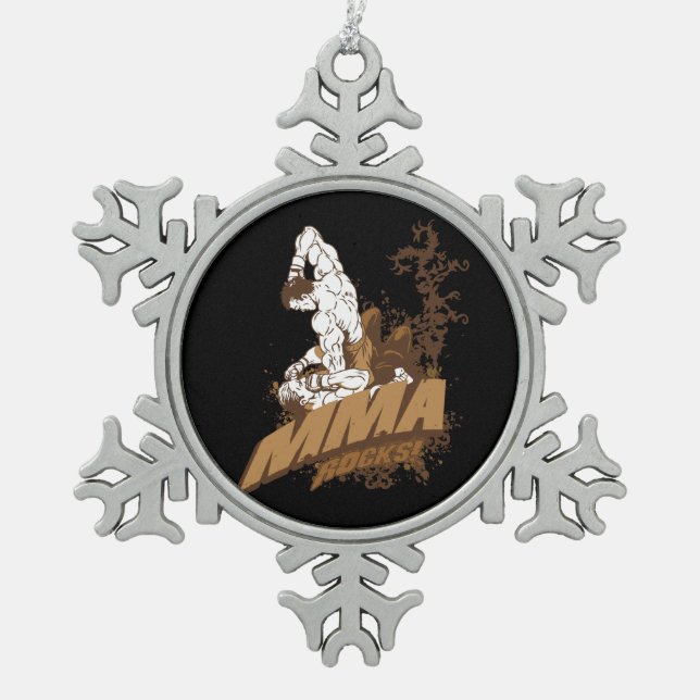 MMA Rocks Snowflake Pewter Christmas Ornament (Front)