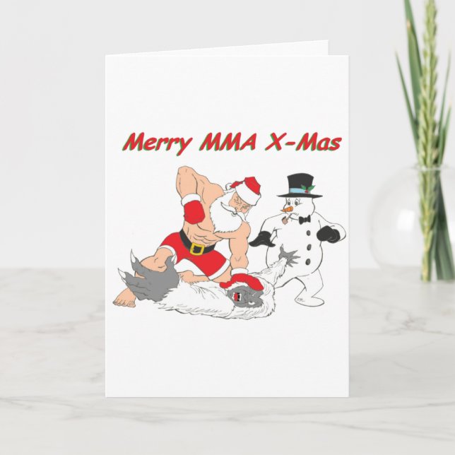 MMA Santa vs The Yeti Snow Monster Holiday Card (Front)