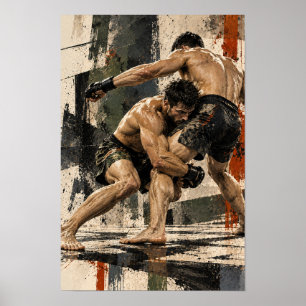 MMA Takedown Action Mixed Martial Arts Fight Wall Poster