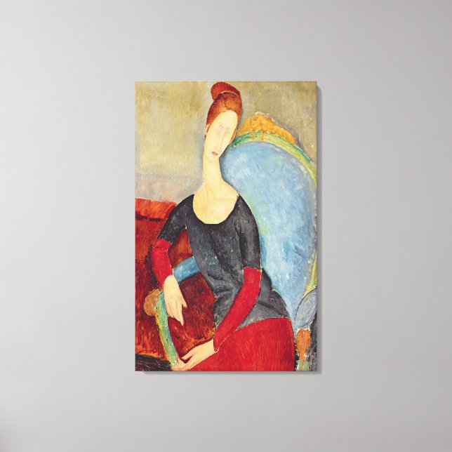 Mme Hebuterne in a Blue Chair, 1918 Canvas Print (Front)