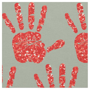 MMIW Red Hand Jewelled Pattern Grey Green Fabric