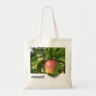 mmm! Apple Hanging Off Tree Customisable Text Tote Bag