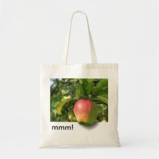mmm! | Apple Hanging Off Tree | Customisable Text Tote Bag