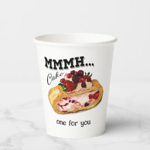 Mmmh Cake Aquarell cake with vintage citate Paper Cups