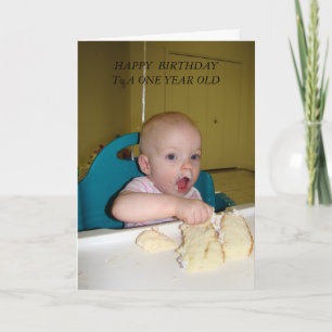 MMMMM Birthday Cake, HAPPY BIRTHDAY, ONE YEAR OLD Card