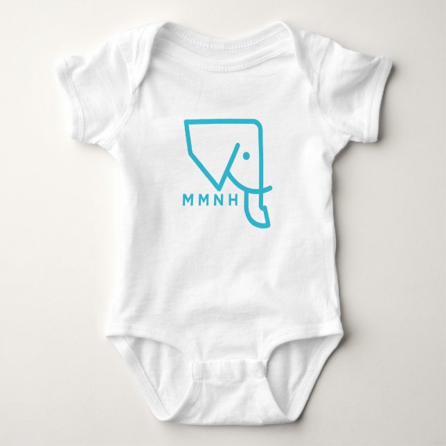 MMNH Blue Elephant Baby Romper Bodysuit (Front)