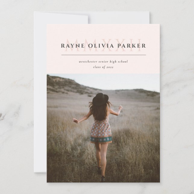 MMXXII Roman numeral 2022 Graduation Announcement (Front)