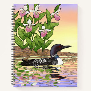 MN State Bird Flower Loon Lady Slipper Notebook