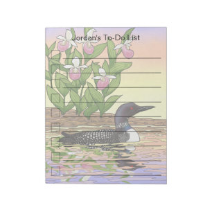 MN State Bird Flower Loon Lady Slipper Notepad
