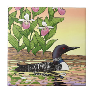 MN State Bird Flower Loon Lady Slipper Tile