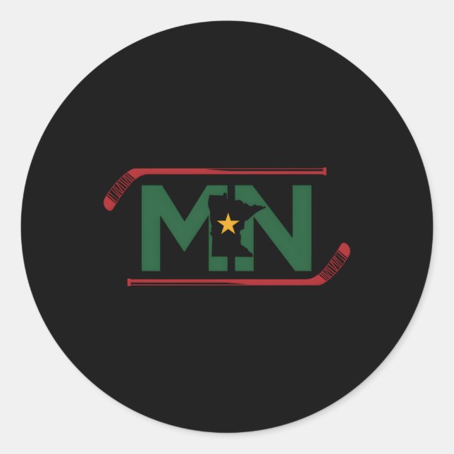 Mn The State Of Hockey Classic Round Sticker (Front)