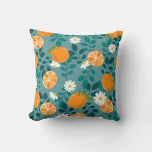 MNSRUU Botanical Orange & White Flower Pattern Tea Cushion