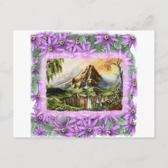 mnt with prple flowers frame postcard (Front)