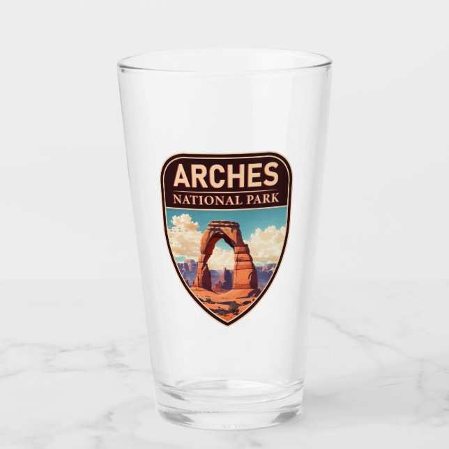 Moab Arches National Park Utah Delicate Arch Retro Glass (Front)