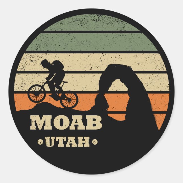 Moab mtb mountain biking classic round sticker (Front)