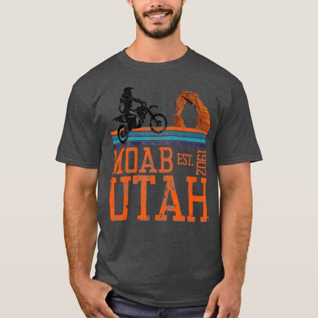 Moab Utah Arches Desert Off Road Dirt Bike Retro T-Shirt (Front)