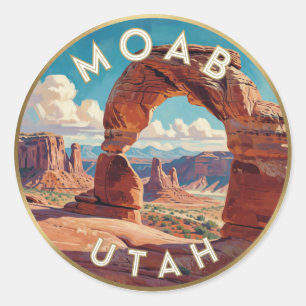 Moab Utah Desert Canyon Landscape Classic Round Sticker