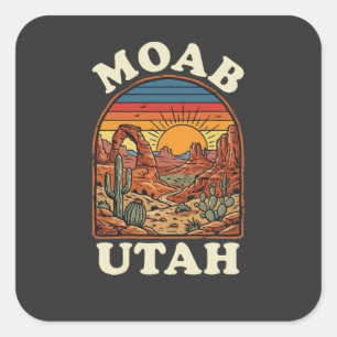 Moab Utah Desert Sunset Retro Southwest Travel Square Sticker