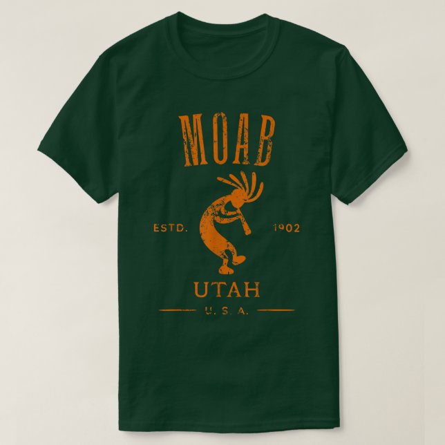 Moab Utah Kokopelli Souvenir Distressed Design  T-Shirt (Design Front)
