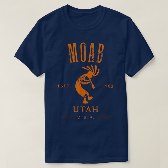 Moab Utah Kokopelli Souvenir Distressed Design  T-Shirt (Design Front)