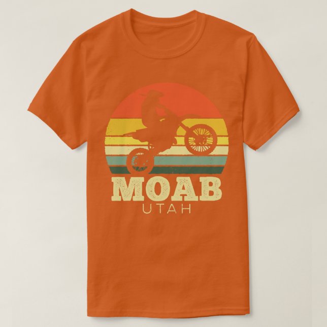 Moab Utah Motorcycle Vintage Sunset T-Shirt (Design Front)
