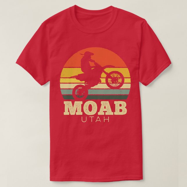 Moab Utah Motorcycle Vintage Sunset T-Shirt (Design Front)