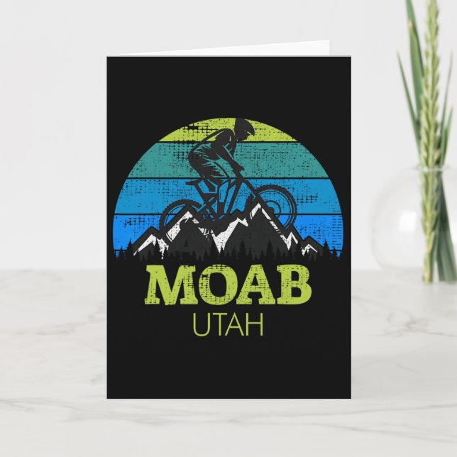 Moab Utah Mountain Biking Mtb Retro Sunset  Card (Front)
