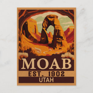 Moab Utah Vintage Sunset Arches Adventure Outdoors Postcard