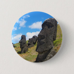 Moai at Rano Raraku Easter Island 6 Cm Round Badge