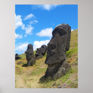 Moai at Rano Raraku Easter Island Poster